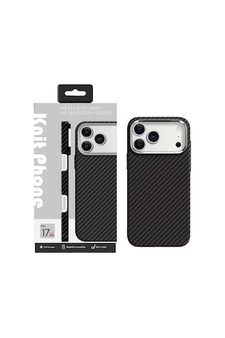 Knit Apple iPhone Uyumlu 17 Pro Max Kevlar Series Kılıf Lf - 162 Siyah