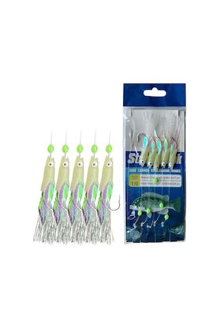 Valkyrie Fosforlu Çelik Balık İğnesi Takımı 5 Li Paket X 5 Adet Toplam 25 İğne Hazır Olta Gece Parlayan Yemli Çapari Cm - 50
