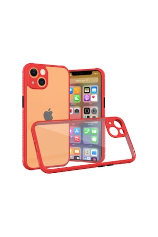 Uray Store Apple iPhone Uyumlu 13 Mini Kılıf Miami Şeffaf Silikon - Kırmızı