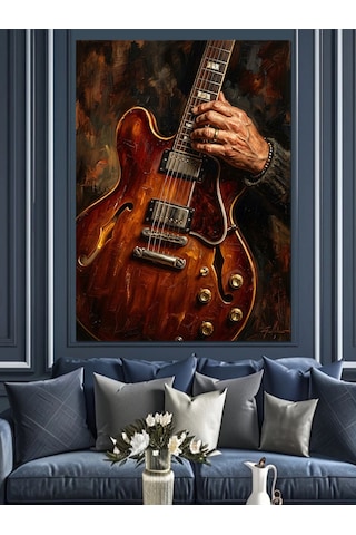 Gitar Çalan Eller Müzik Tablosu Dekoratif Kanvas - Mdf Ahşap Tablo