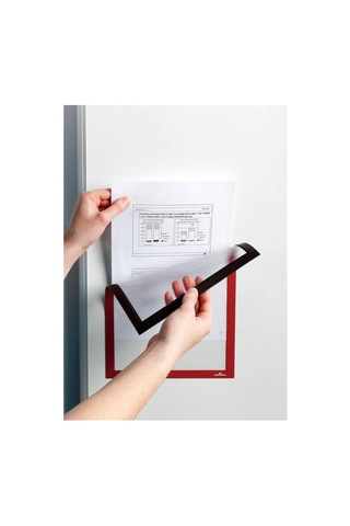 Hdg 5 Adet Mıknatıslı Şömiz Manyetik Evrak Tutucu Şeffaf Magnet Şömiz Dosya 21x30cm A4 - Kırmızı Kenarlı