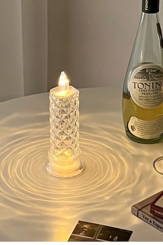 2'li Gül Işıklı Led Mum 13 Cm