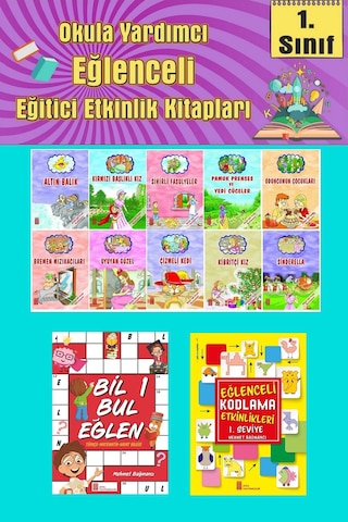 1.sınıflar İçin Okumayı Sevdiren 10 Lu Hikaye Seti -bil Bul Eğlen-kodlama 13 Okulda Evde Tatilde