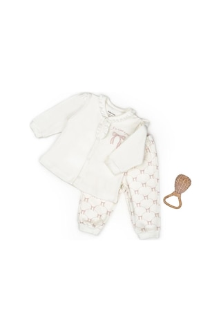 Bebek Alt Üst Takım %100 Organik Pamuk , Bebek - Yenidoğan- Csy8158 Pudra