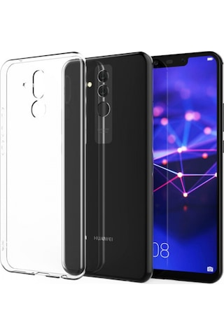 Huawei Mate 20 Lite İle Uyumlu Kılıf Şeffaf Kamera Korumalı Esnek Silikon Telefon Kılıfı Kapak