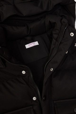 Panço Erkek Çocuk Çıkarılabilir Kapüşonlu Siyah Mont 2621bk21007