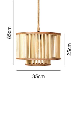 Rustik Serisi Firuze Bambu Sarkıt Avize Ahşap