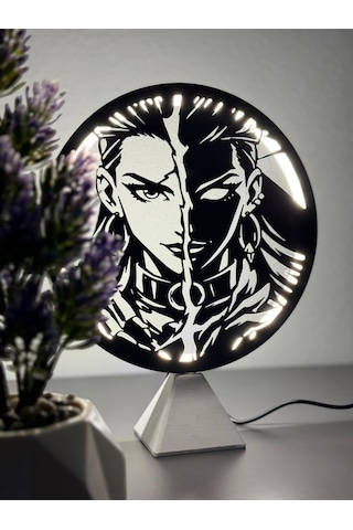 Valorant Reyna Halka Led Işıklı Masa Gece Lambası Gamer Oyun Odası Dekor Hediye Adaptör Dahil Beyaz