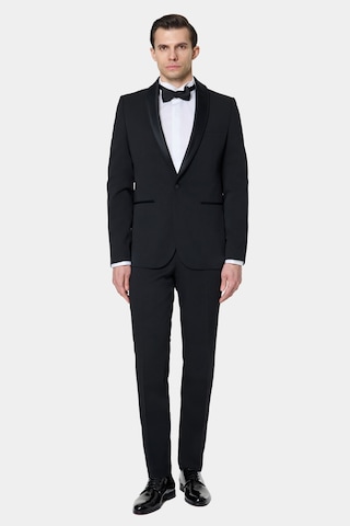 Twn Slim Fit Siyah Krep Desen Smokin Takim Elbise 7ess5e306510m 001