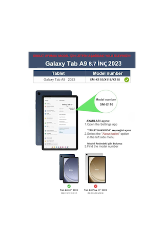 Samsung Galaxy Tab A9 X-110 8.7 İnç İçin Uyumlu El Tutamaçlı Standlı Deri Tasarım Kılıf Arka Kapak