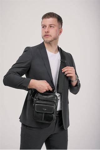 Ççs 31600 Hakiki Deri Askılı Çanta Siyah