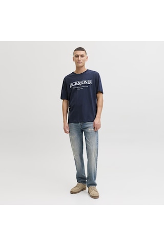 Jack & Jones Erkek Gögüs Logo Baskili Tisört - Devin - 12290173 Lacivert