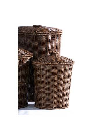 Nomad 3 Lü Kapaklı Hasır Sepet Seti