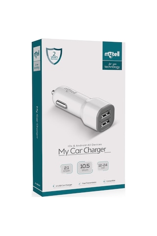 Mytell Tüm Arabalara Uyumlu - Universal Araç Çakmaklık Şarj Aleti - Çift Usb 2.1a My-a5 Standart