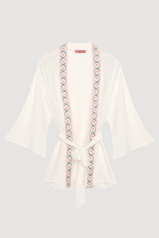 Quzu 25yckt00599 Kadın Nakış Detaylı Kimono Ceket Ekru