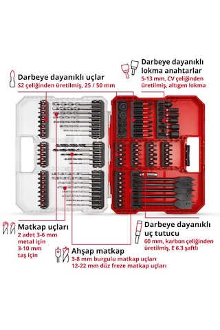 Einhell 95 Parça Darbeli Bits ve matkap ucu seti XL-Box - 49108798