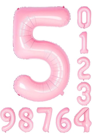 5 Beş Rakam Pembe Folyo Balon 34" Inc 76 CM