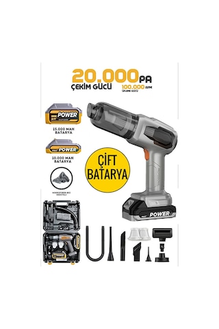 Çift Bataryalı 25000mah Batarya 20.000pa Güçlü Vakumlu Çantalı Ar