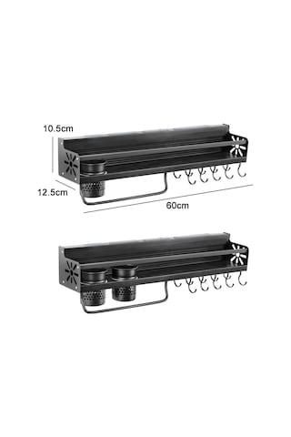Sones Mutfak Duvara Monte Baharat Şişesi Bıçak Saklama Rafı, Özellikler C1 60cm Bir Bardak 10 Kanca Diğer