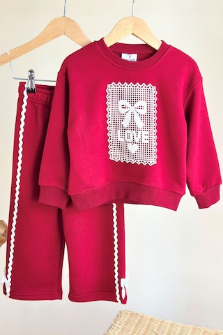 Miniğimin Cicileri Love Dantel Desenli Kız Çocuk 2 Li Takım - Bordo Diğer
