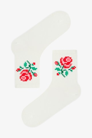 Penti Beyaz - Multi Pixel Rose 2'li Soket Çorap