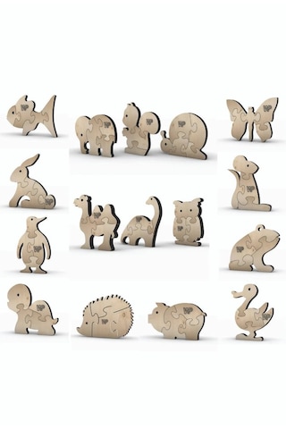 Masif Ahşap Puzzle Çocuklar İçin Boyanabilir Baykuş Boya Setli