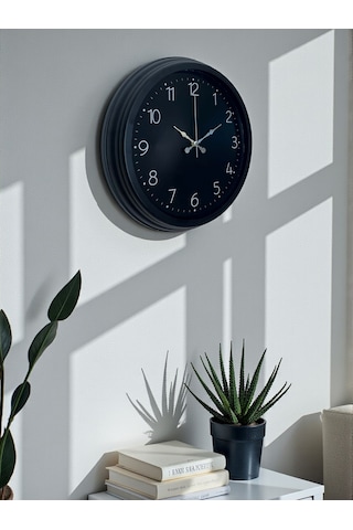 Classic Black Zarif 40 Cm Metal Duvar Saati Siyah Çerçeve