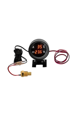 Leezsing 12v/24v Araba Isı Ve Voltaj İkili Dijital Göstergesi, Kırmızı Ekran, Titreşime Dayanıklı, Kolay Kurulum