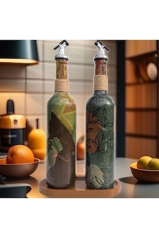 Modern Tasarımlı Kadın Desenli Renkli 750 Ml Zeytinyağı Sıvıyağ Ş