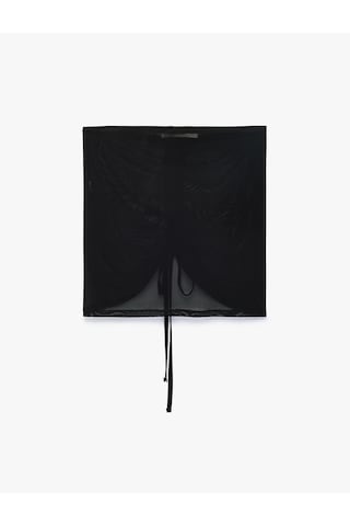 Koton Slim Fit Drapeli Mini Tül Pareo Etek Siyah 6sak70025mk