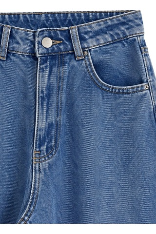 Vadon 1057 Kadın Yüksek Bel Pis Geniş Paça Wide Leg Jean Pantolon Mavi