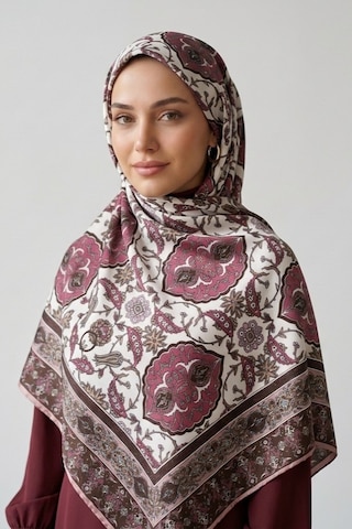 İpekçe Eşarp İp Rayon 100 100 Desenli - Pembe Pembe - Çok Renkli