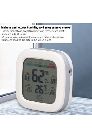 Hfambition Oda Sıcaklık Nem Ölçer, Renkli Ekran, Yüksek/en Düşük Değer Gösterimi, Yüksek Hassasiyetli Sensör, Yatak Odası Ofis Mutfak Uygun