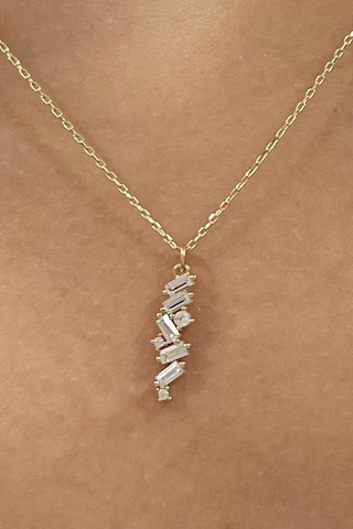 Baget Işık Seli Minimal Altın Kolye 14 Ayar Altın