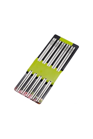 Dianziye 304 Paslanmaz Çelik Isıya Dayanıklı Kaymaz Çubuk Çatal, Gümüş Renk, 5 Çift Basit Paket Diğer