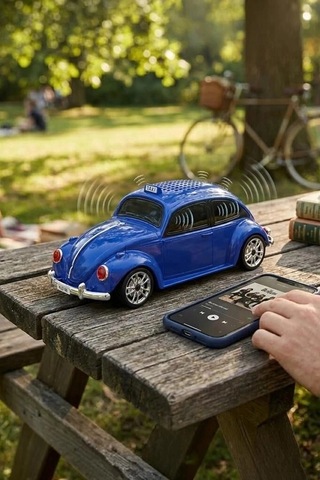 Premium Torima Bluetooth Hoparlör Retro Araba D49 Mavi Stil Obje Eğlence