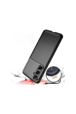 Samsung Galaxy A24 Uyumlu Silikon Kılıf Karbon Desenli Kamera Korumalı Autofocus Kapak Siyah Siyah