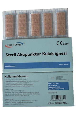 Akupunktur Kulak İğnesi Bantlı 0.22x1.7mm 10 Kutu 1000 Adet