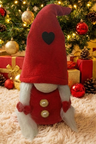Yılbaşı Süsü Noel Elf Cüce Figür 30cm Dekoratif Peluş Biblo 30 CM