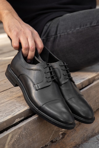 D00226 Günlük Ortopedik Hakiki Deri Erkek Klasik Ayakkabı Siyah