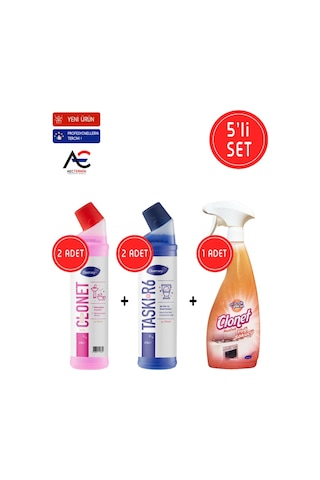 Clonet Temizlik Paketi Mutfak 750 ML + Banyo 2 x 750 ML + Tuvalet Temizleyici 2 x 750 ML