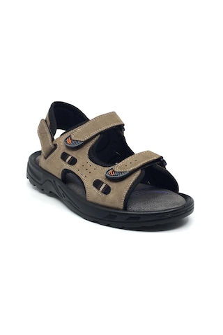 Coppo %100 Nubuk Deri Ortopedik Yazlık Rahat Erkek Ayarlanabilir Sandalet Terlik Yeni Sezon 40-47 Kum Nubuk