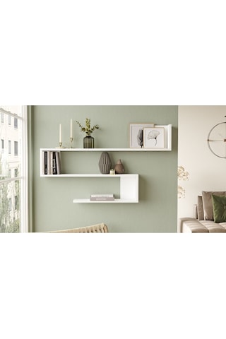 Wall R10 Modern Duvar Rafı Kitaplık Wal10-w Beyaz