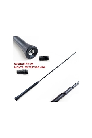 Çubuk Anten Metrik M6 40cm Tüm Araçlara Uyumlu Çubuk Anten Tavan Anteni