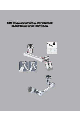 1080 Dönebilen Musluk Başlığı Robotik Kol Havalandırıcı Çok Yönlü Su Yönlendirme .