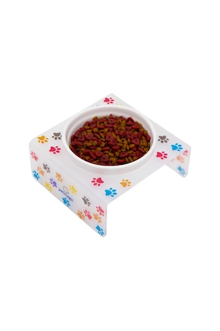 Petmagic Akrilik Beyaz Seramik Tekli Evcil Hayvan Kedi Ve Mini Irk Köpek Mama Kabı-mat Pati