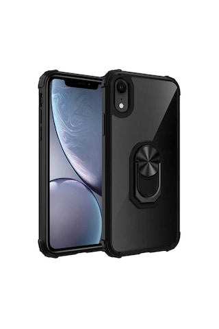 Apple Uyumlu iPhone XR 61 Kılıf Standlı Yüzüklü Mola Silikon Kapak