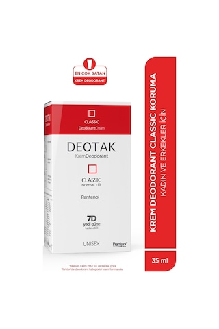 Deotak Classic Koruma 7 Güne Kadar Etkili Hassas Ciltler İçin Kadın - Erkek Kullanım Krem Deodorant 35 ML