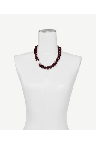 Yargıcı Yassı Boncuklu Kolye 26kkbj8190x 016 Bordo