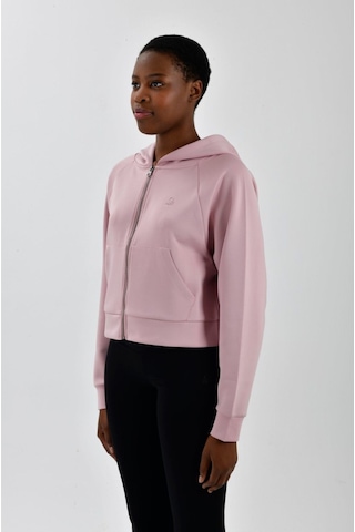 Kadın Sol Göğsü Logo Detaylı Cepli Kapüşonlu Sweatshirt Pembe